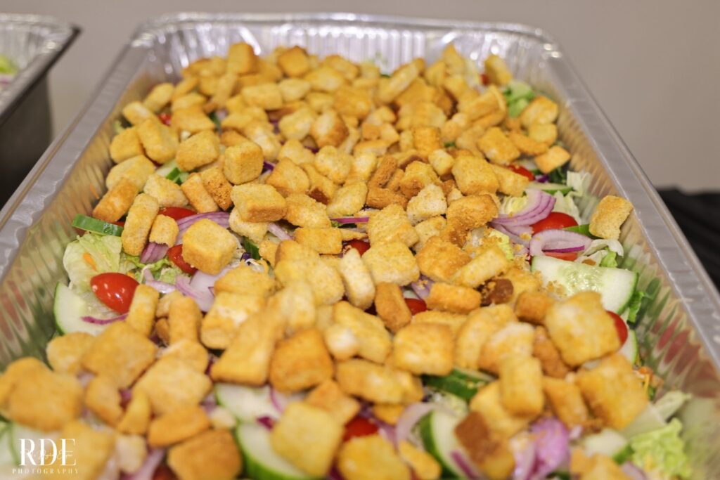 a tray full of food