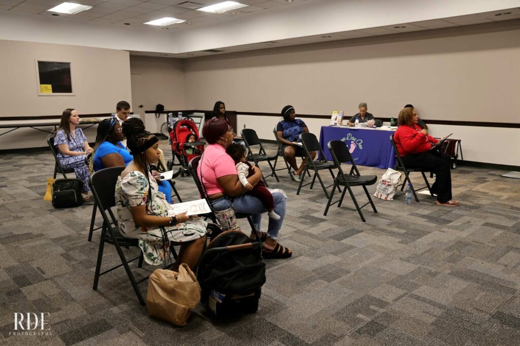 a group of people in a room
